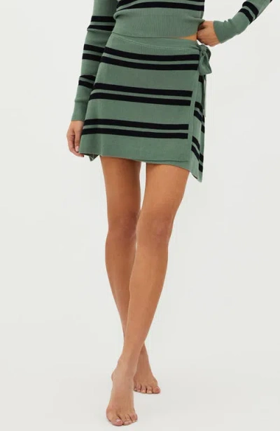 Beach Riot Holland Rib Wrap Miniskirt In Queen Palm Stripe