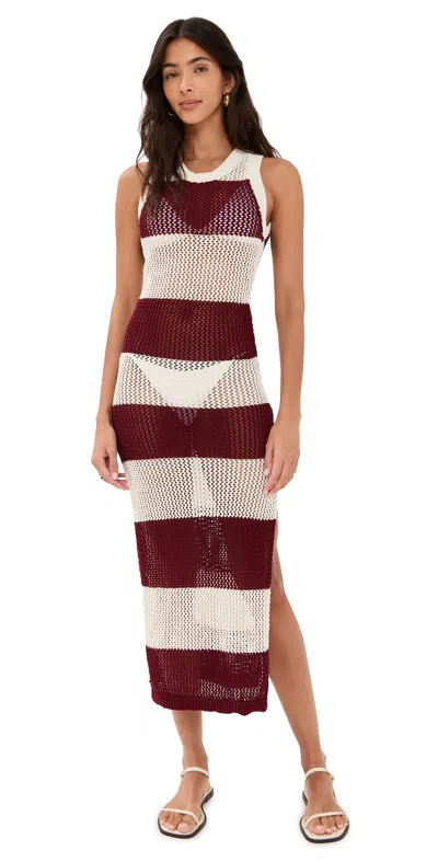 BEACH RIOT HOLLY ROSE DRESS MERLOT STRIPE