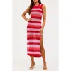Beach Riot Holly Rose Sheer Open Knit Cover-up Dress In Pink