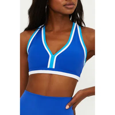 Beach Riot Ida Colorblock Racerback Sports Bra In Riviera Azure