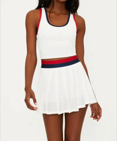 Beach Riot Irina Mesh Overlay Skirt In Cherry Indigo Colorblock In White