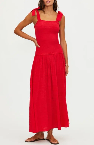 Beach Riot Isadora Smocked Cover-up Maxi Dress In Red