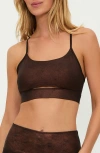 Beach Riot Isla Metallic Cutout Sports Bra In Java Glimmer