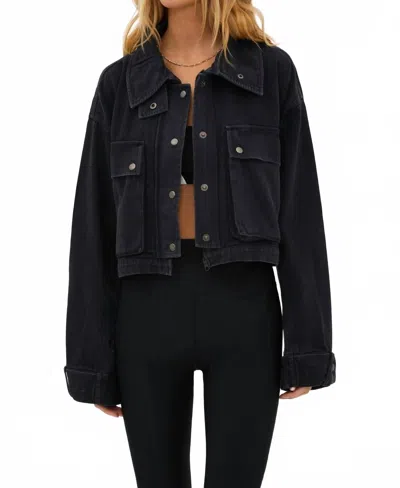 Beach Riot Isola Boxy Cropped Jacket In Ink In Blue