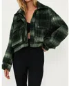 Beach Riot Isola Jacket Plaid In Pine In Silver