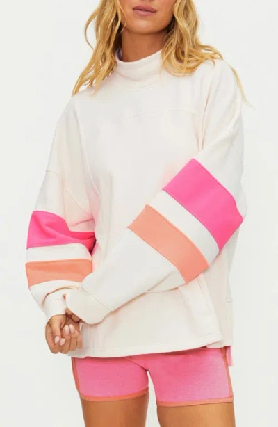 Beach Riot Jaylyn Colorblock Cotton Sweatshirt In White