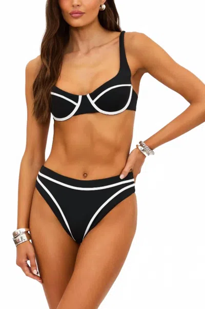 Beach Riot Jemma Mid Rise Bikini Bottom In Bandana Black