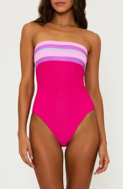 Beach Riot Jessa Stripe One-piece Swimsuit In Raspberry