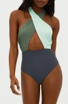 Beach Riot Jessica Cutout Colorblock One-piece Swimsuit In Palm Paradise Colorblock