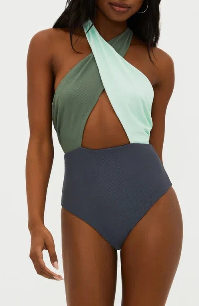 Beach Riot Jessica Cutout Colorblock One-piece Swimsuit In Palm Paradise Colorblock