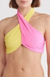 Beach Riot Jessica Halter Bikini Top In Coral Reef Colorblock