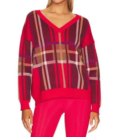Beach Riot Joey Sweater In Holiday Plaid In Red