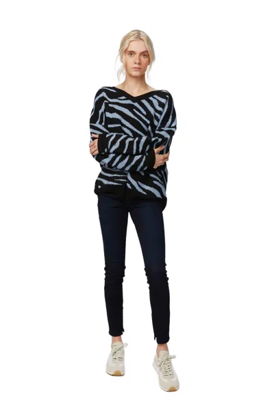 Beach Riot Joey Sweater In Slate Zebra In Black