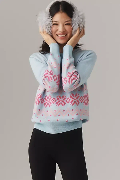 Beach Riot Jolene Snowflake Crewneck Sweater In Blue