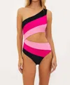 Beach Riot Joyce Stripe Cutout One-piece Swimsuit In Multi