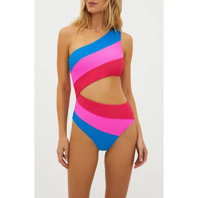 Beach Riot Joyce Stripe Cutout One-piece Swimsuit In Multi