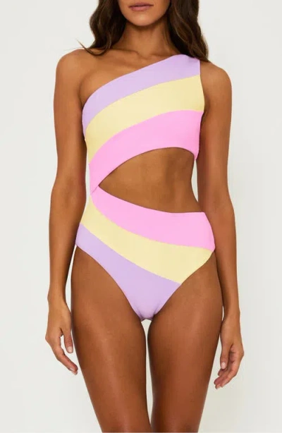 Beach Riot Joyce Stripe Cutout One-piece Swimsuit In Sublime