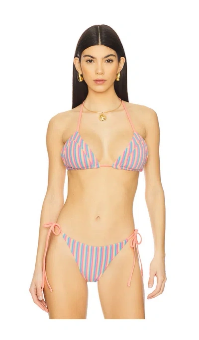 Beach Riot Julie Bikini Top In Petal Stripes