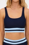 Beach Riot Kaida Colorblock Bikini Top In Blue