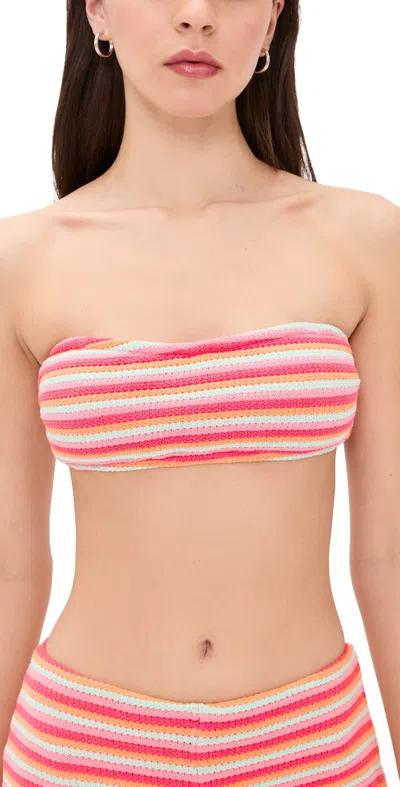 Beach Riot Kelsey Bikini Top Guava Jelly Crochet In Multi