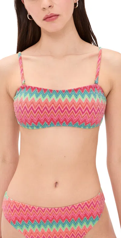 Beach Riot Kelsey Bikini Top Strawberry Ice Chevron In Pink