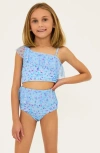 Beach Riot Kids' Ava Daisy Ruffle Two-piece Swimsuit In Iris Petal