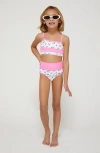 BEACH RIOT KIDS' FLORAL RIB TWO-PIECE SWIMSUIT