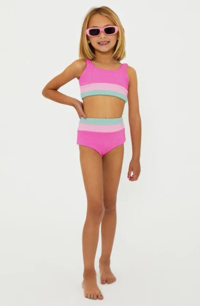 Beach Riot Girls' Little Mackenzie & Heidi Color Block Two-piece Swimsuit - Little Kid, Big Kid In Blossom Colorblock Scrunch