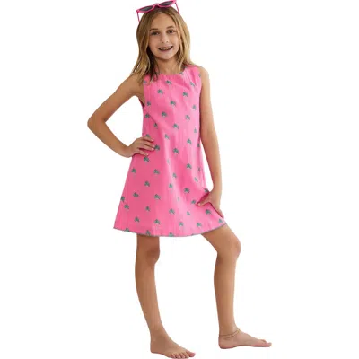 Beach Riot Kids' Little Caprina Palm Print Shift Dress In Pink