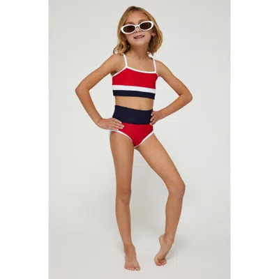 Beach Riot Kids' Little Eva & Emmie Two-piece Swimsuit In Americana Colorblock
