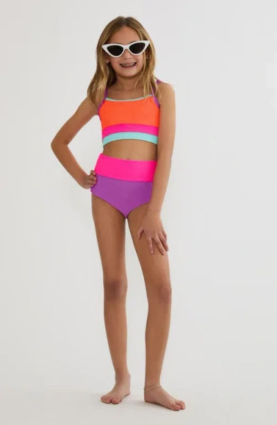 Beach Riot Kids' Little Eva Emmy Two-piece Swimsuit In Pink