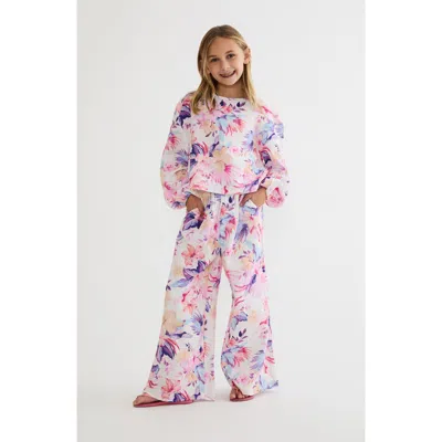 Beach Riot Kids' Little Hampton Cotton Gauze Pants In Animal Print