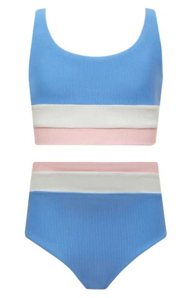 Beach Riot Kids' Little Mackenzie & Heidi Two-piece Swimsuit In Alps Colorblock