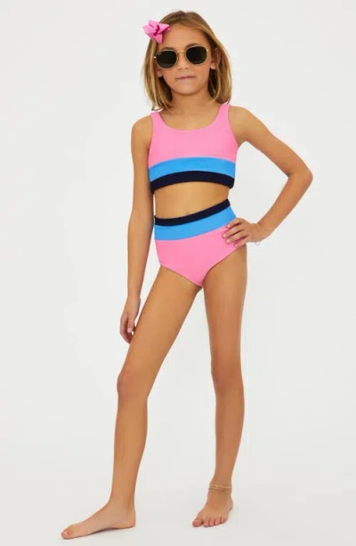 Beach Riot Kids' Little Mackenzie Heidi Two-piece Swimsuit In Blue