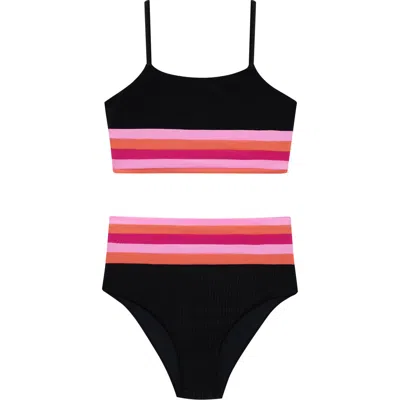 Beach Riot Kids' Little Mae & Millie Rib Two-piece Swimsuit In Multi