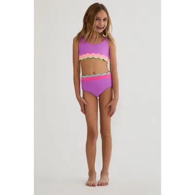Beach Riot Kids' Little Marin Harriet Two-piece Swimsuit In Purple