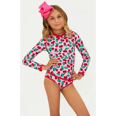 Beach Riot Kids' Little Maya & Janie Long Sleeve Two-piece Rashguard Swimsuit In Pattern