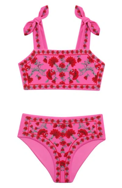 Beach Riot Kids' Little Stella & Janine Two-piece Swimsuit In Pink