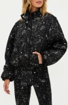 Beach Riot Kris Convertible Shooting Stars Puffer Jacket In Black