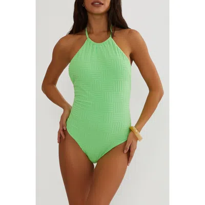 Beach Riot Kristy Halter One-piece Swimsuit In Green