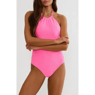 Beach Riot Kristy Halter One-piece Swimsuit In Pink