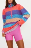 Beach Riot Lainey Stripe Half Zip Sweater In Multi