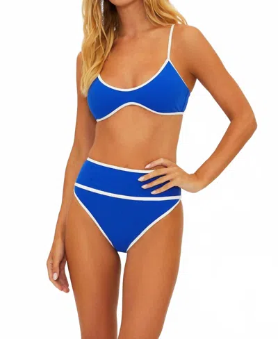 Beach Riot Leona Contrast Binding Bikini Top In Riviera Azure