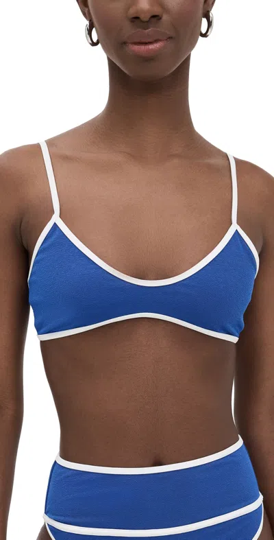 Beach Riot Leona Contrast Binding Bikini Top In Riviera Azure