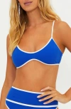 Beach Riot Leona Contrast Binding Bikini Top In Riviera Azure
