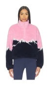 Beach Riot Leona Fleece Half Zip Sweatshirt In Pink