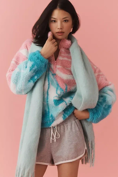 Beach Riot Leona Slopes Sherpa Quarter-zip Pullover In Pink