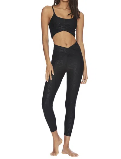Beach Riot Leopard Twist Legging In Black