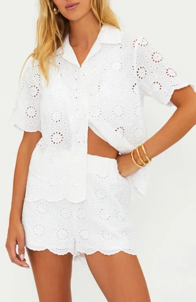 Beach Riot Lexie Cotton Eyelet Cover-up Shirt In White Magnolia Eyelet