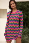 Beach Riot Libbi Long-sleeve Crochet Mini Dress In Multicolor